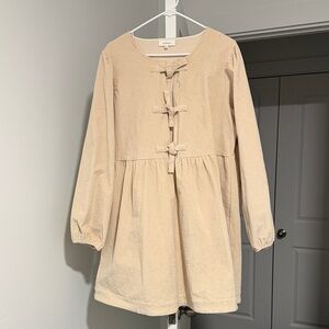 Bohme Cream Long Sleeve Dress with Bow Details